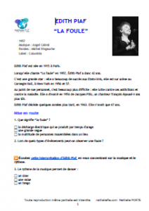 apprendre français chansons Piaf