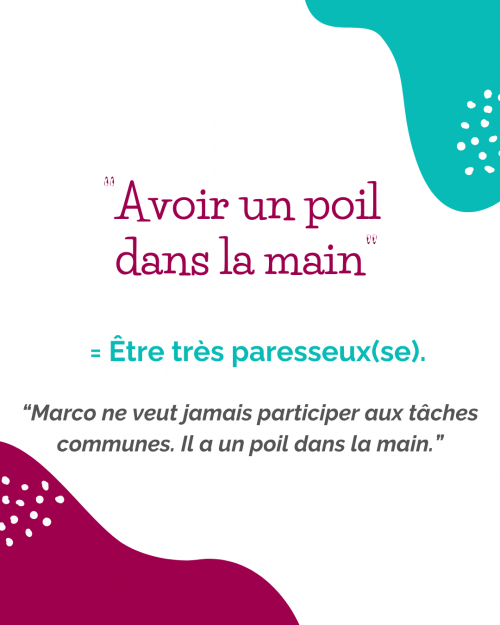 expression idiomatique Avoir un poil dans la main expression idiomatique Avoir un poil dans la main