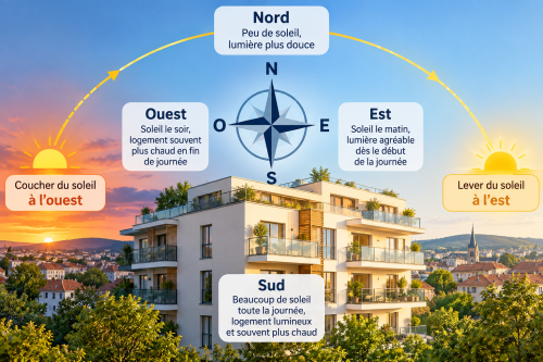Infographie de l’orientation solaire d’un appartement
